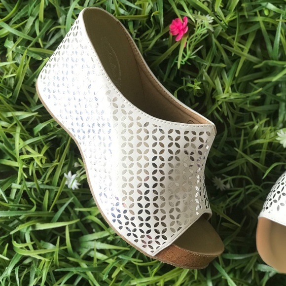 Italina SHIMMER White Comfort Peep Toe Wedge - Picture 4 of 8